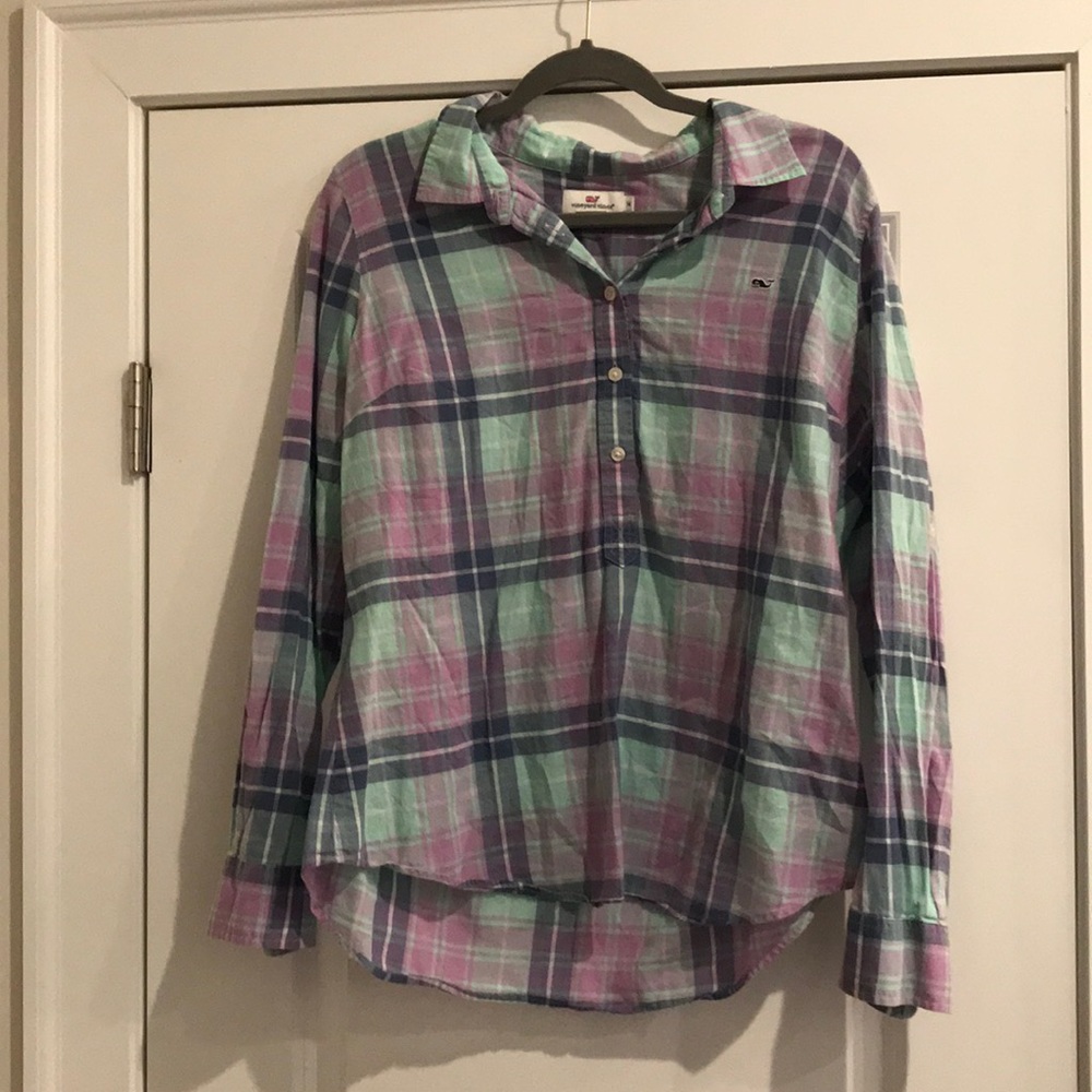 Vineyard Vines Plaid Button Up Top